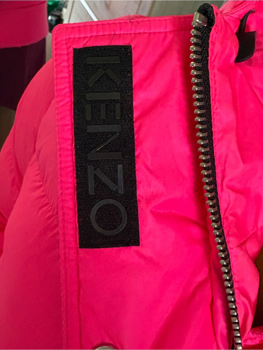 Women's Hot Pink Hooded Puffer Jacket - Picture 6 of 6